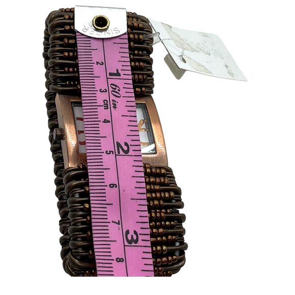 Watch Safety Pin Beaded Stretch Copper Tone Steampunk Punk Retro New with Tag - Picture 9 of 10